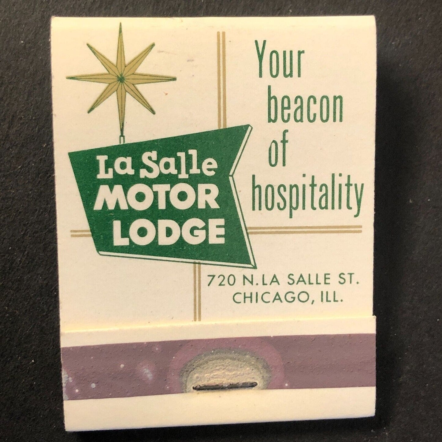 LaSalle Motor Lodge Chicago Vintage Full Matchbook c1950's-60's VGC