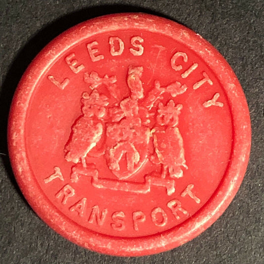 Leeds City Transport England Plastic Transit Token Red 2D 21mm c50's-60's