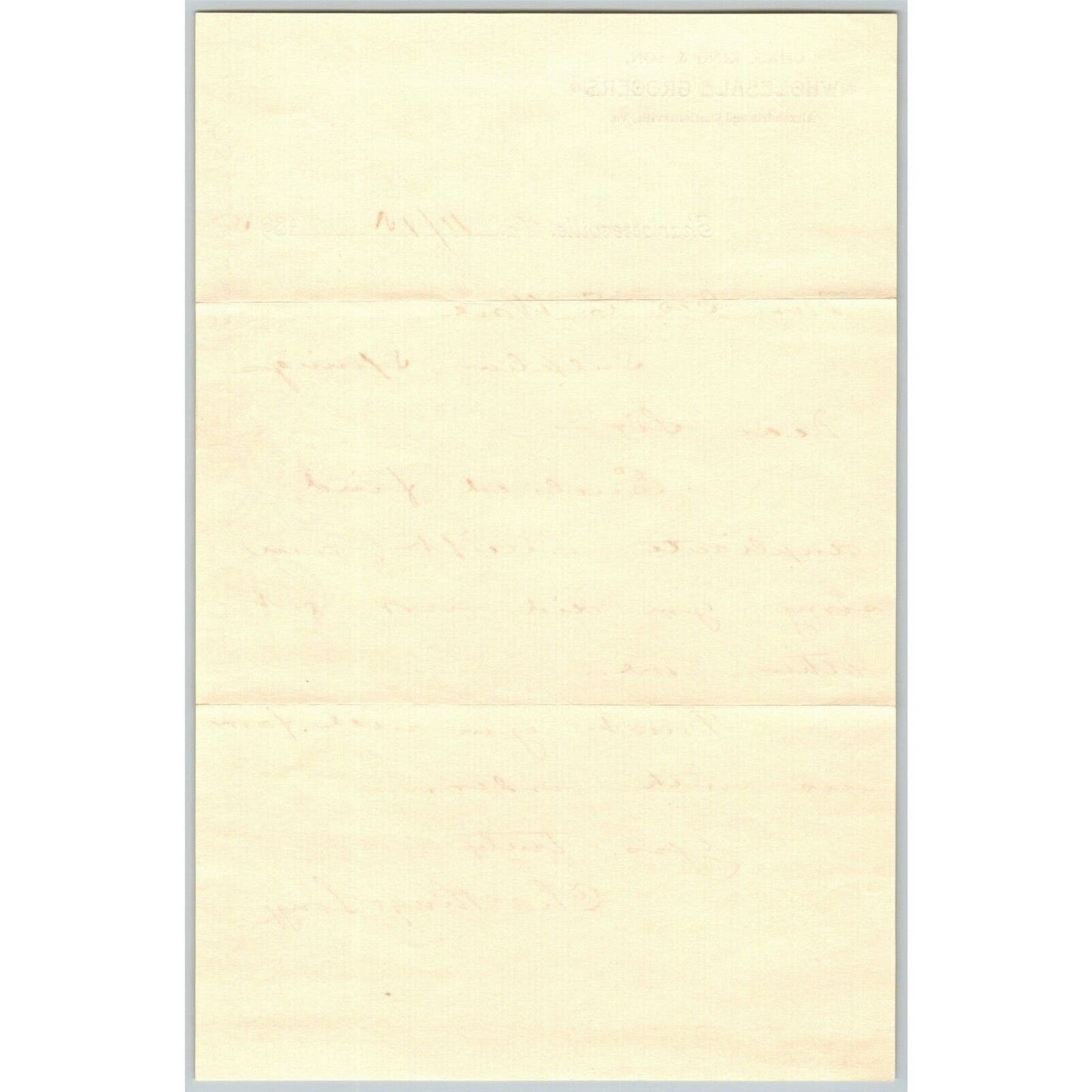 1895 Scarce Chas. King & Son Grocer Letterhead Alexandria Charlottesville, VA