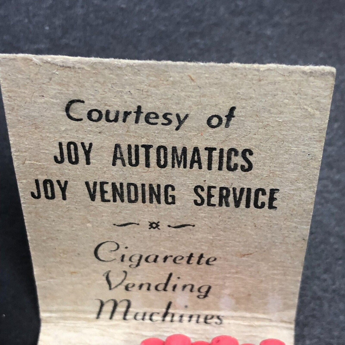 Drive Safely! PSA Joy Vending Half Full (-8) Matchbook c1940's-50's Scarce
