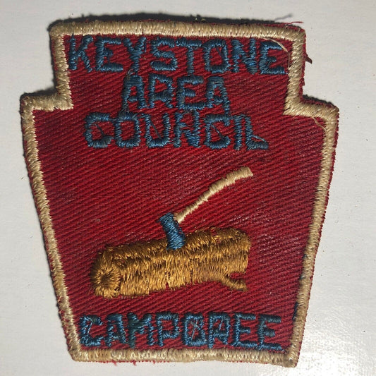 BSA Keystone Area Council Camporee Vintage Embroidered Patch - c1970's Log Axe