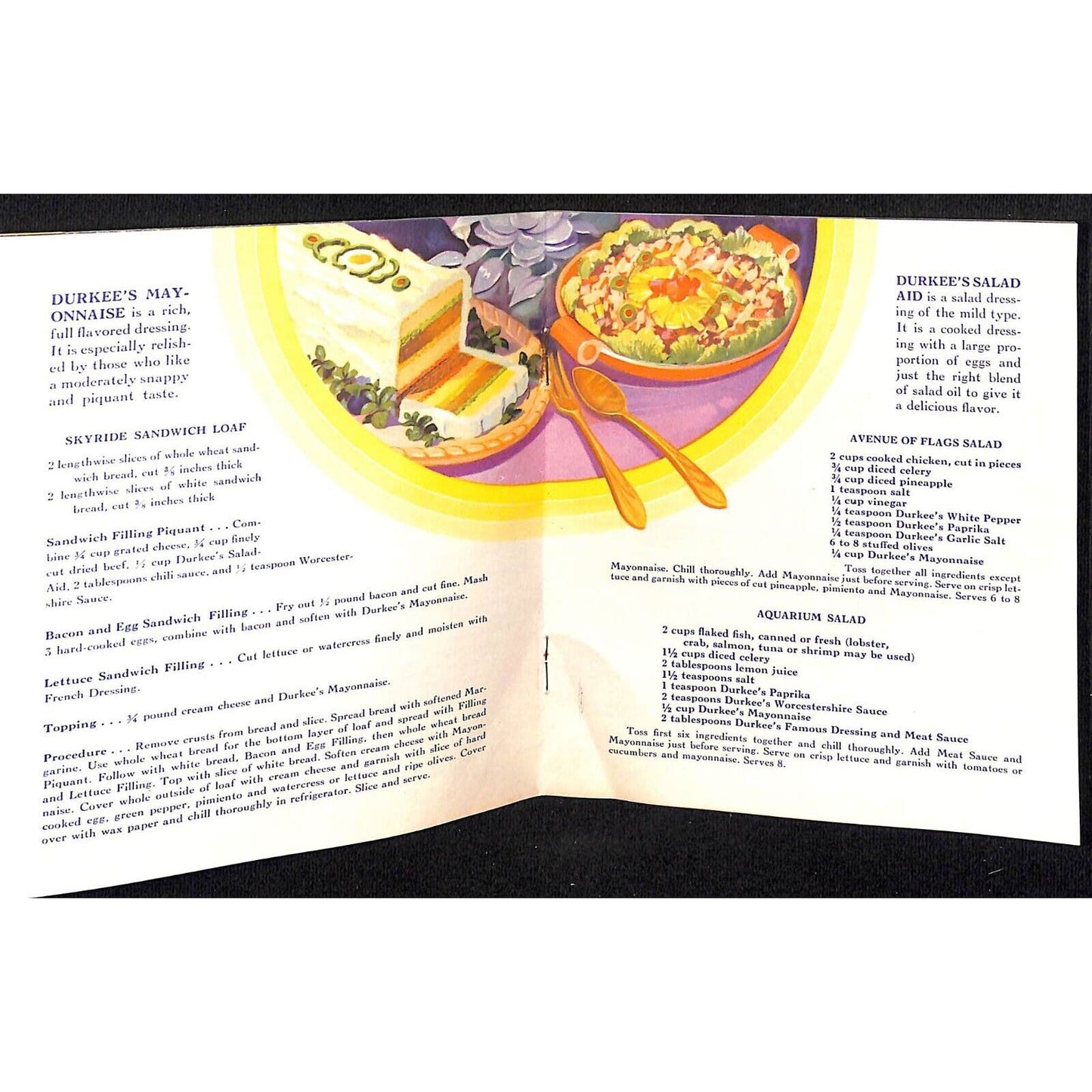Durkee Famous Food Recipes Color Booklet 1934 Chicago World's Fair VGC