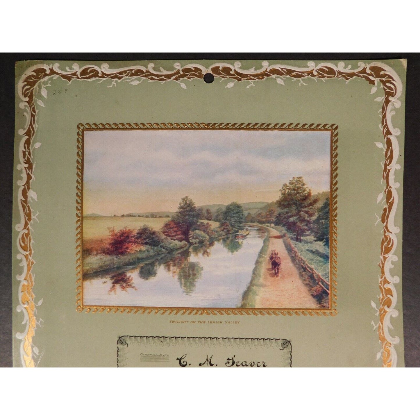 C. M. Seaver 1901 "Twilight On The Lehigh Valley" Calendar Williamstown Vermont