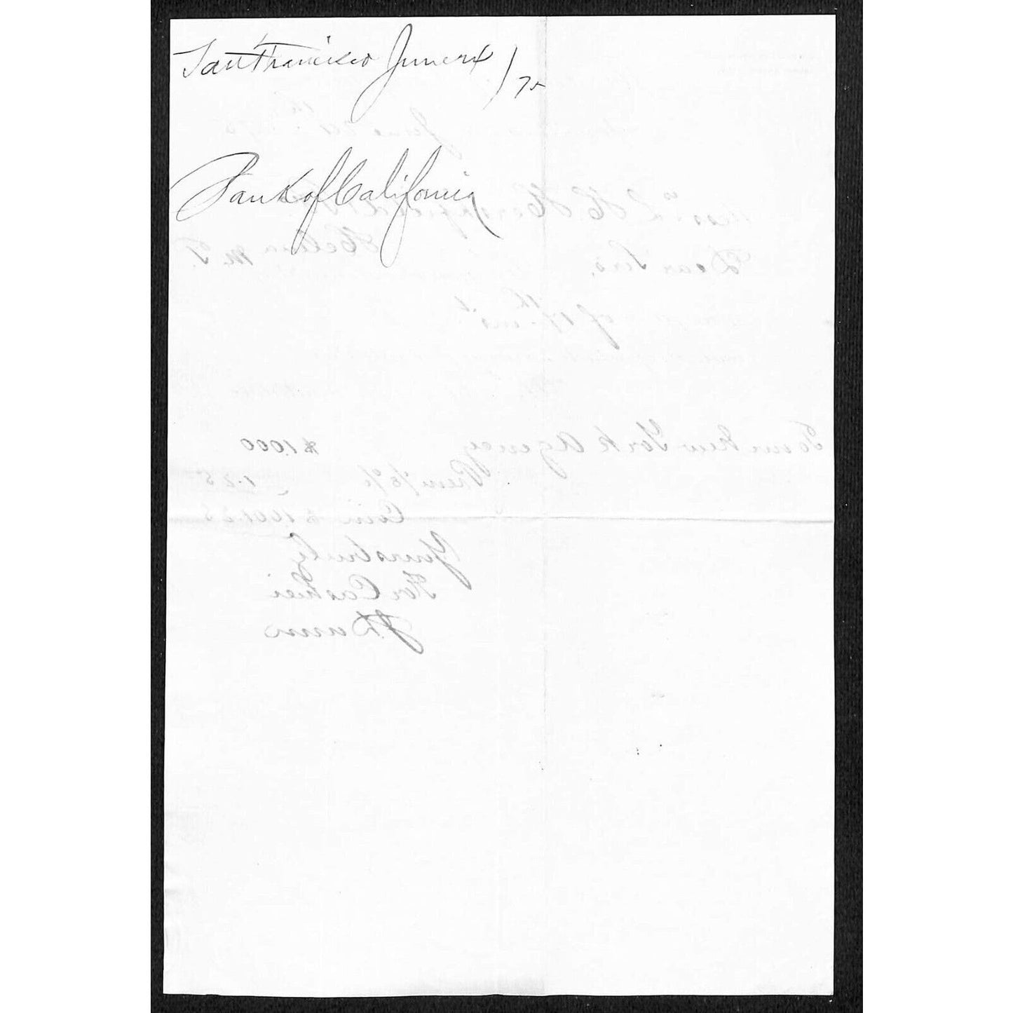 1875 Bank of California San Francisco Letterhead L.H. Hershfield - Helena, MT