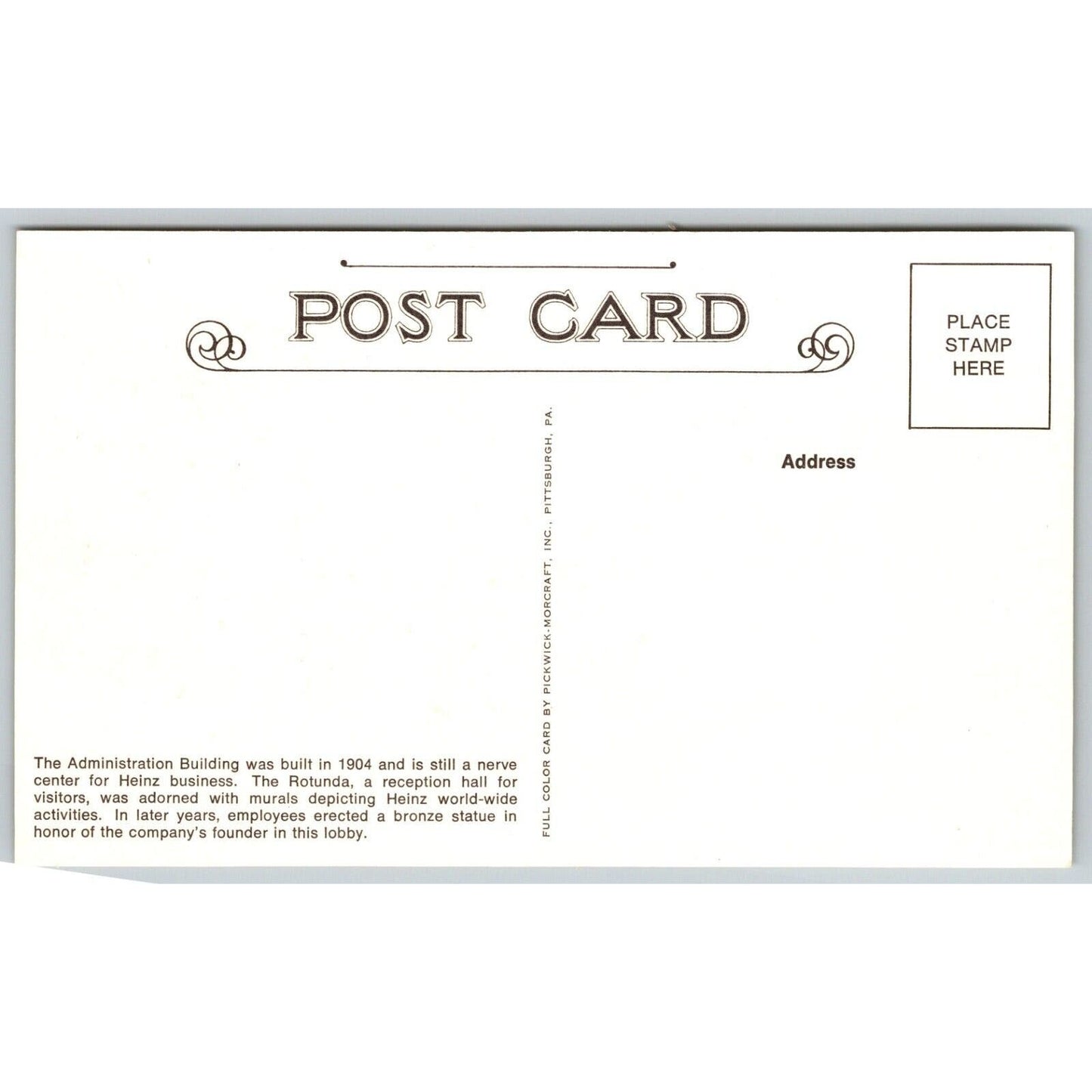Heinz Rotunda Admin. Building 100th Anniv. Advertising Postcard UP 1969 Reprint