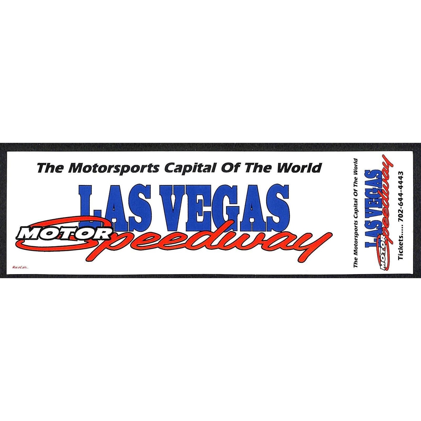 c1996 Las Vegas Motor Speedway 2 5/8" x 8 7/8" Sticker / Decal - VGC