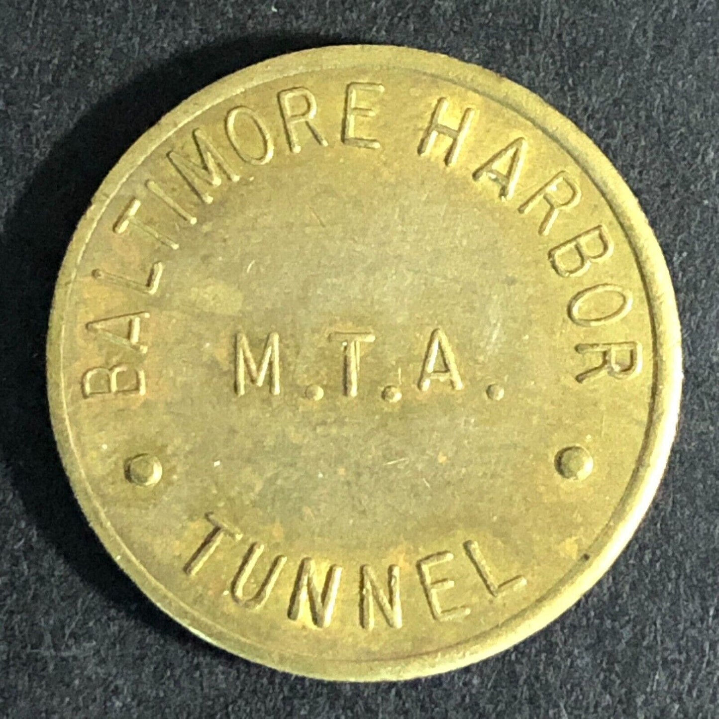 Baltimore Harbor Tunnel M.T.A. Brass G/F Transit Token 22mm c1973 Scarce