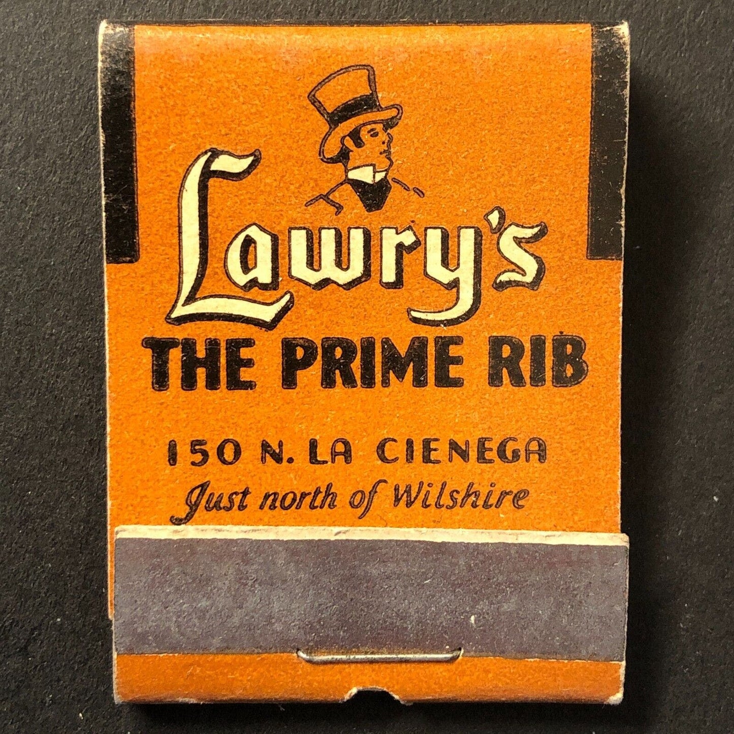 Lawry's The Prime Rib Restaurant LA Full Matchbook Chef c1938-47 1st Location*
