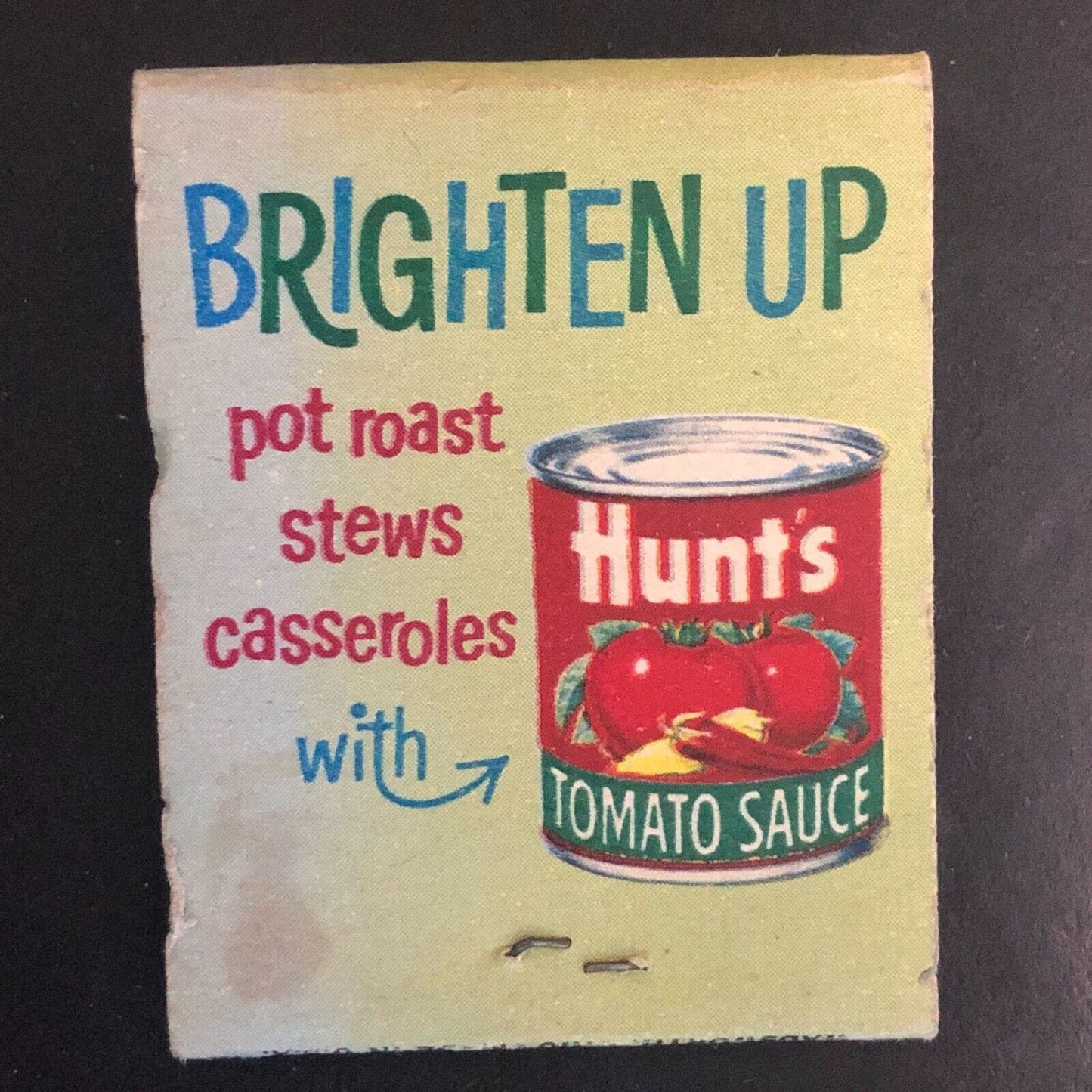 Hunt's Tomato Sauce Lamb Stew Recipe Full Matchbook c1960's