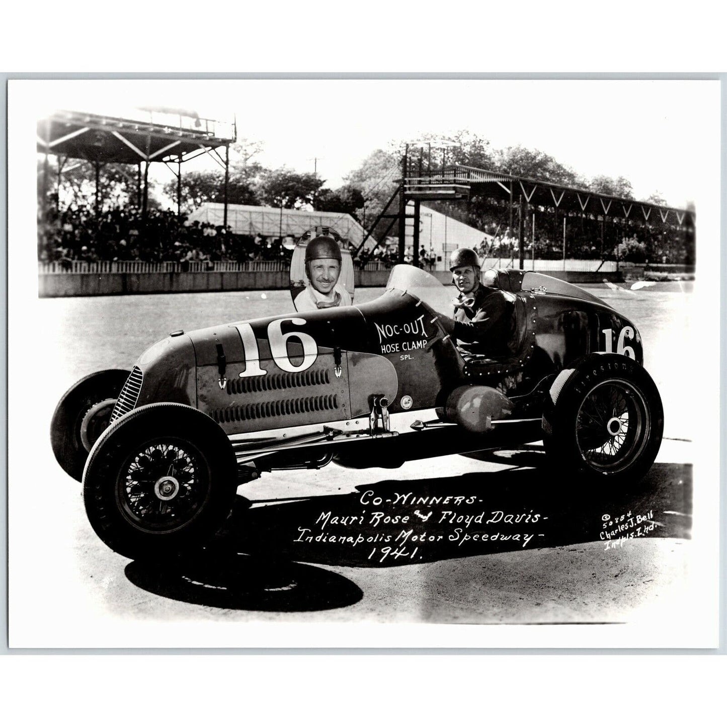 Floyd Davis Mauri Rose Indy 500 Winner 1940 - 8 x 10 Glossy B&W Photograph VGC