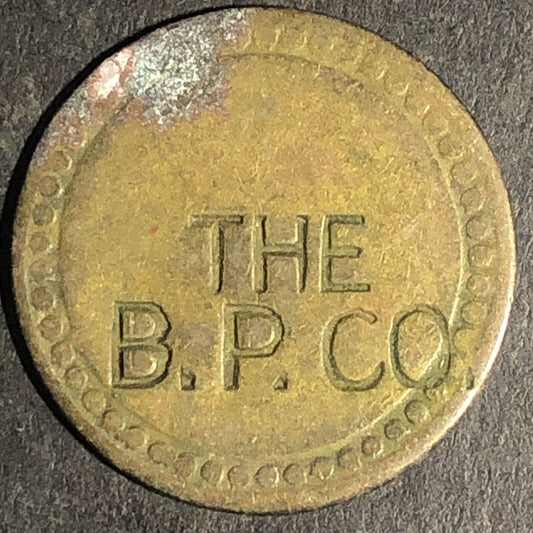 B.P. Co. (Bramble Packing Co. Cambridge, MD) Brass Token 21mm Scarce