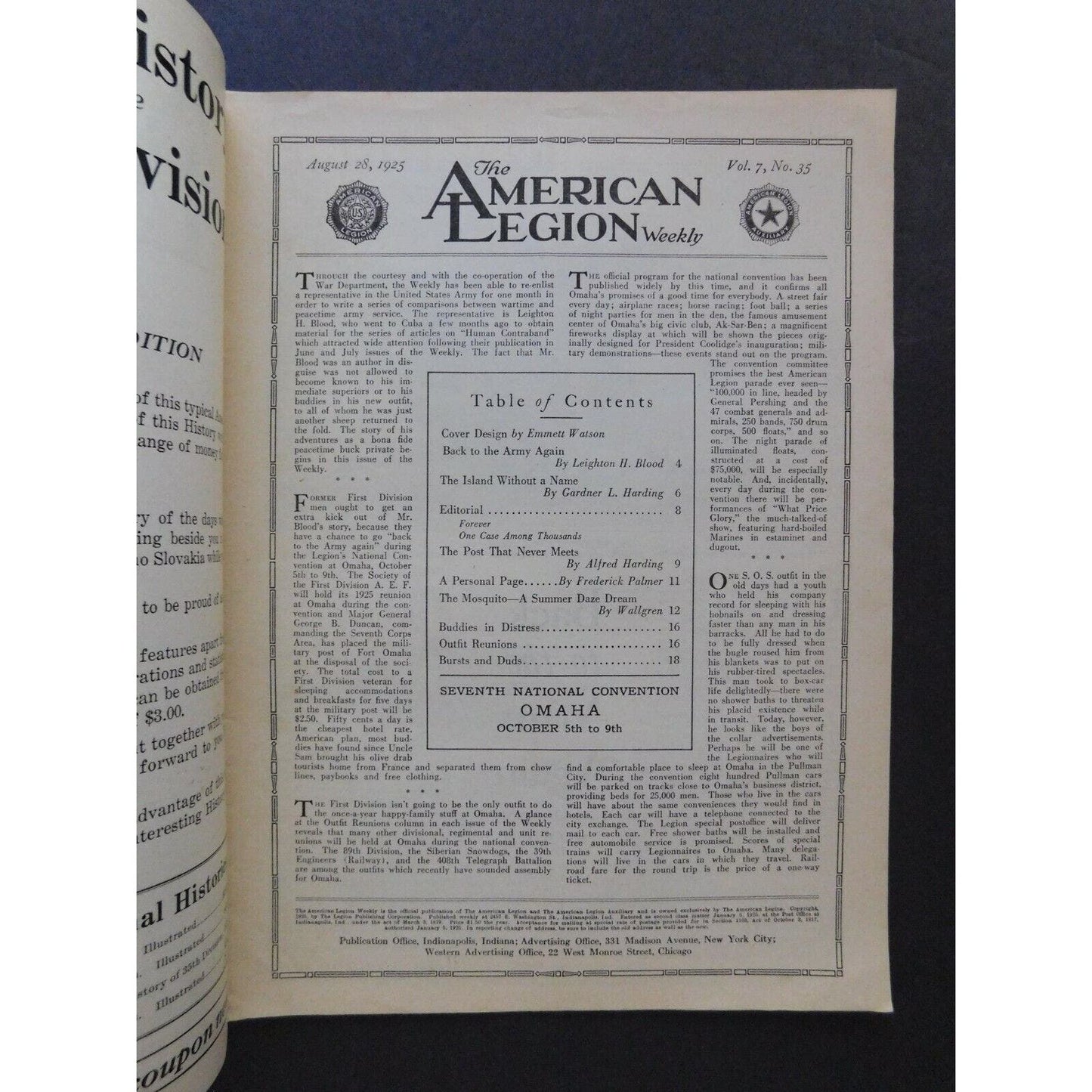 "The American Legion Weekly" Aug 28 1925 - 18 pgs.