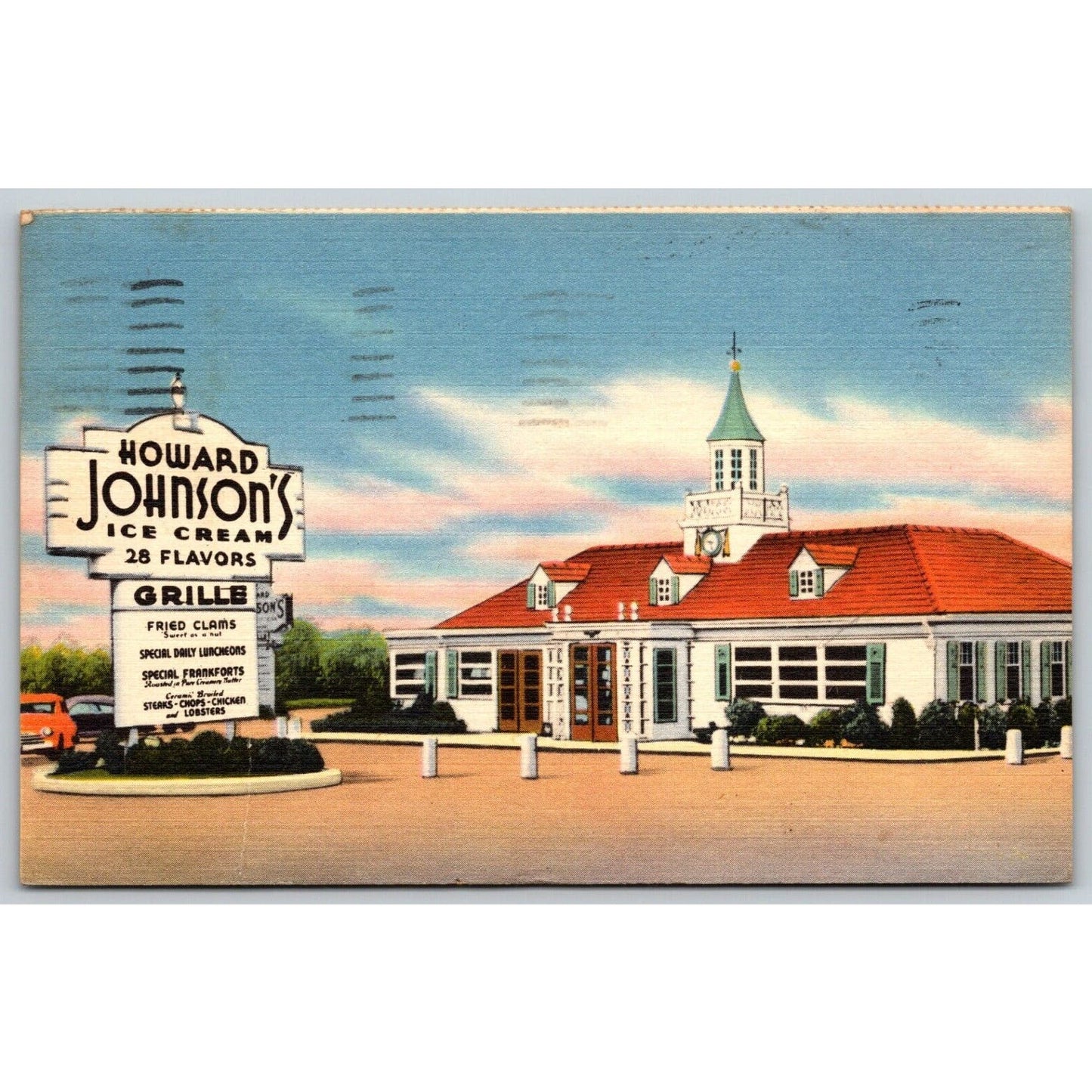 Howard Johnson's Ice Cream Grille Linen Advertising Postcard PM 1953
