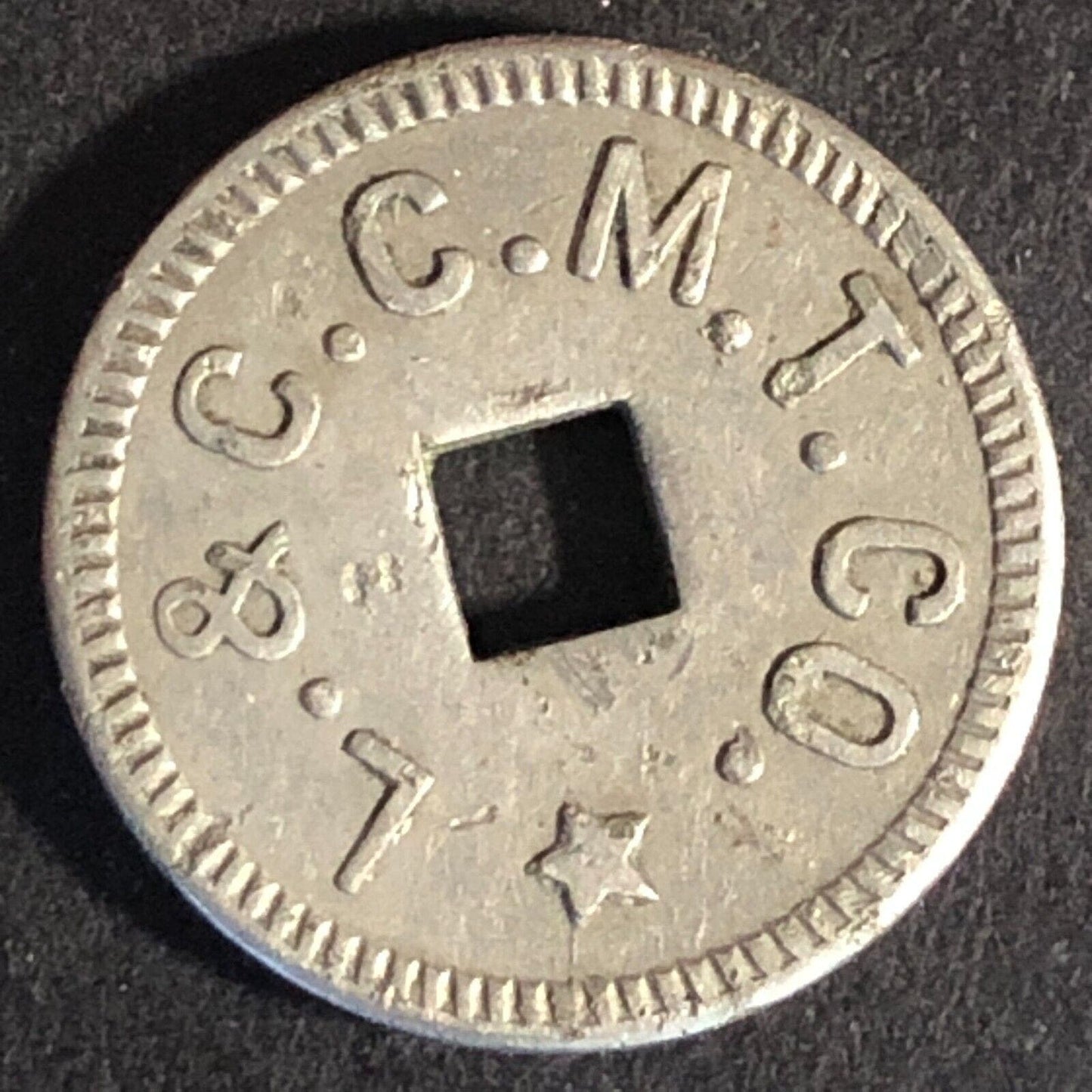 L. & C. C. M. T. Co. (Beaver Meadows, PA) WM "One Fare Work Token" 18mm Scarce