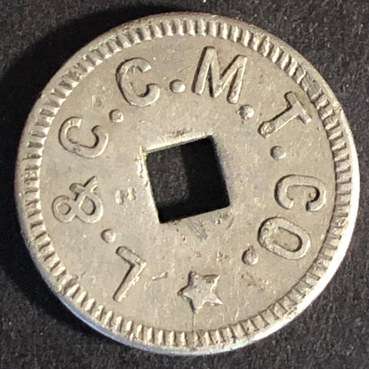 L. & C. C. M. T. Co. (Beaver Meadows, PA) WM "One Fare Work Token" 18mm Scarce
