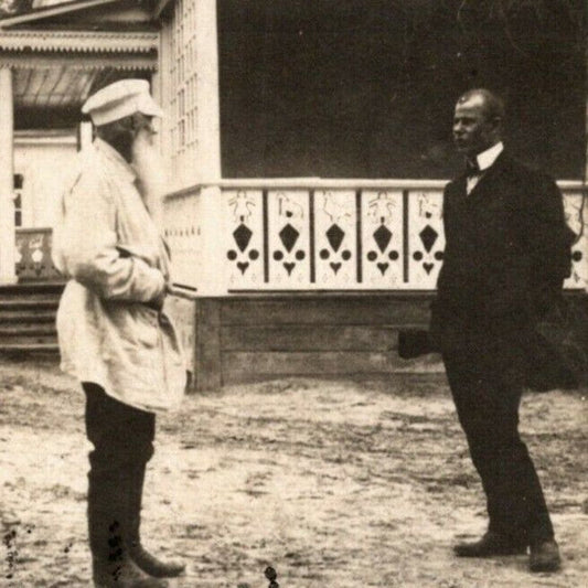 c1910 Vintage Russian RPPC* Postcard "Tolstoy on the Farm" w/ ?? (4127)