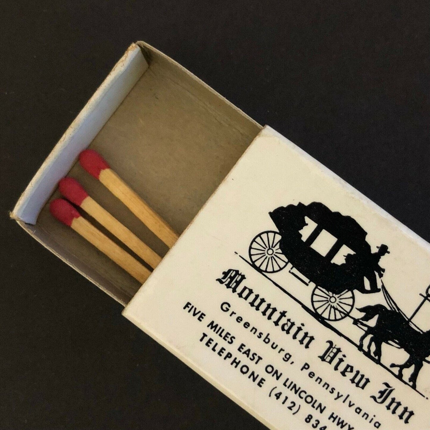 c1970's-80's Wooden Matchbox Matchbook "Mountain View Inn" Greensburg, PA