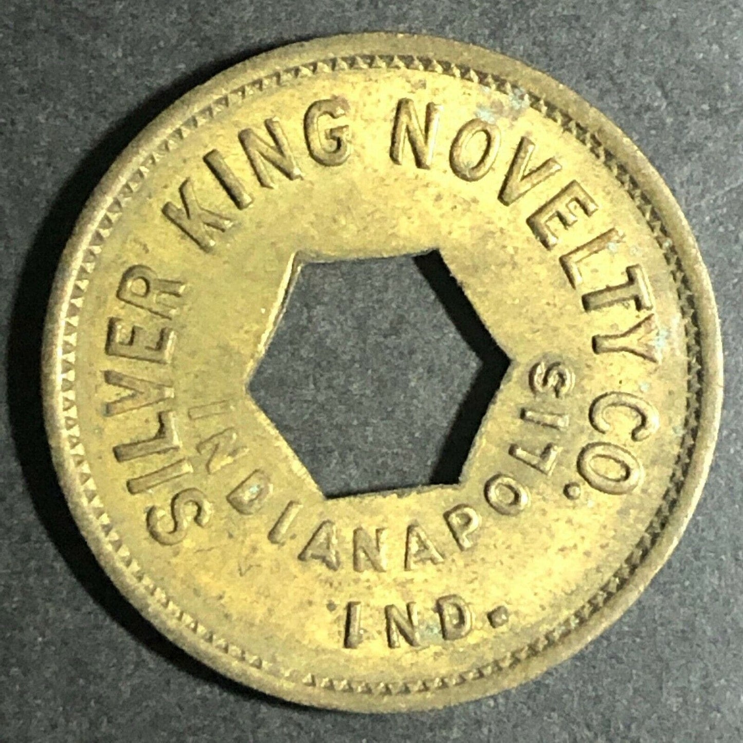 Vintage 24mm Brass Silver King Novelty Co. Indianapolis, IND Profit Token