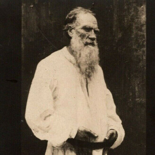 c1910 Vintage Russian RPPC* Postcard Leo Tolstoy Stands Outdoor Barefoot (4153)