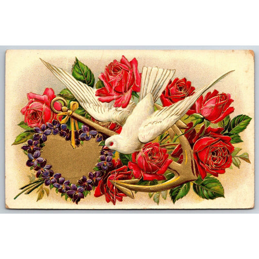 ABC Bread Butter Krust Romantic Roses Dove Anchor Adv. Postcard Boat c1911-15