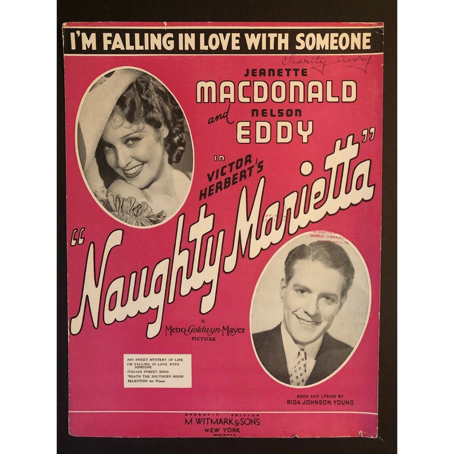 1935 Sheet Music "I'm Falling In Love with Someone" from "Naughty Marietta"