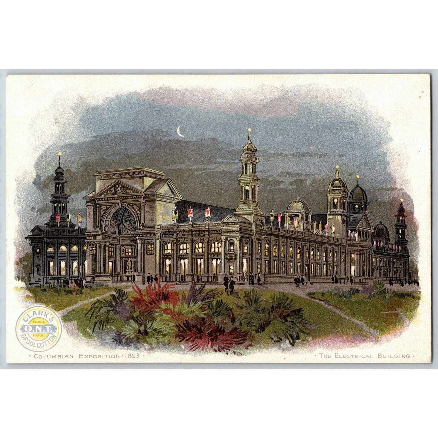 Large 1893 Chicago Fair Trade Card O.N.T. Clark's Cotton Needles Threads Crochet