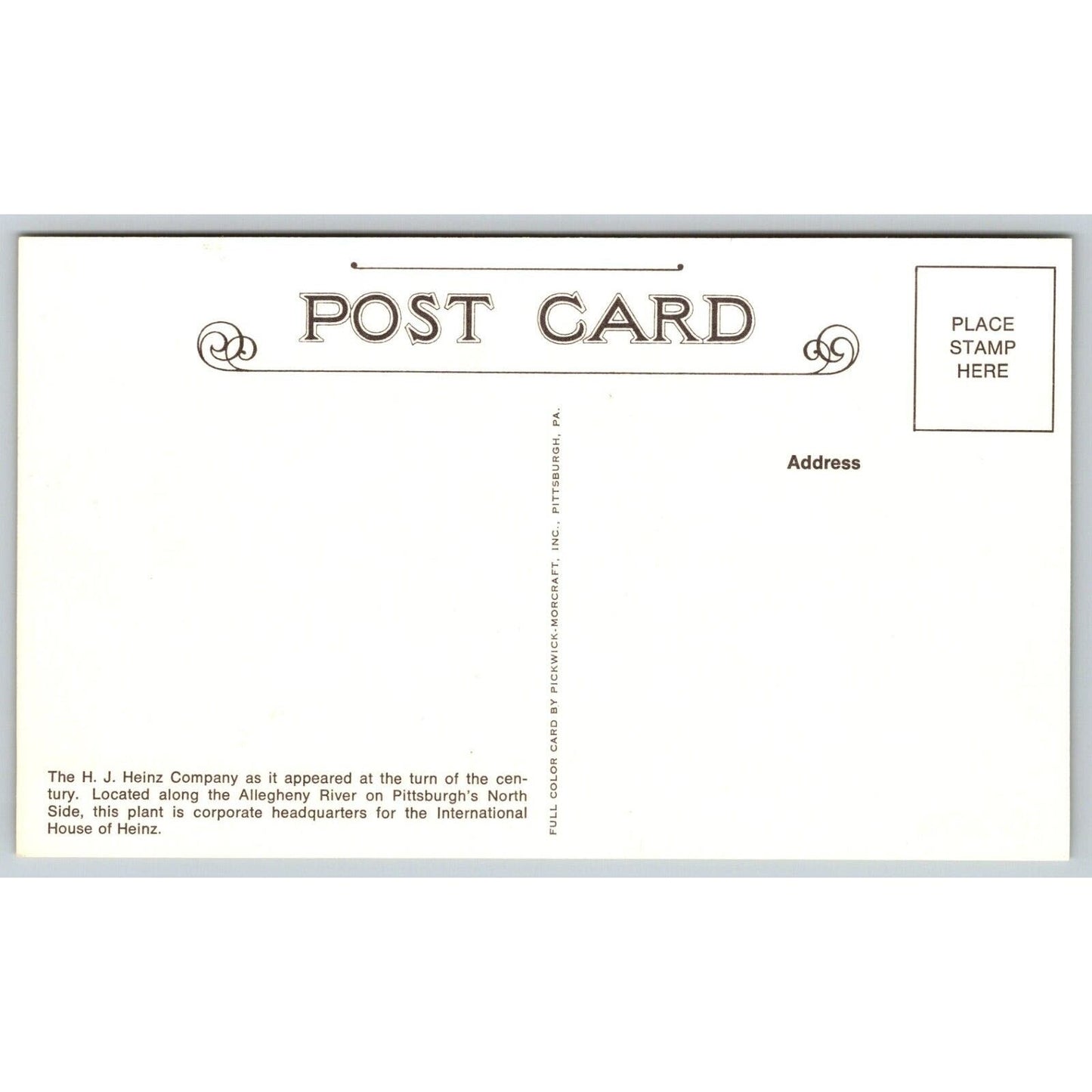 Heinz "Main Offices and General Plant" Advertising Postcard UP c1969 Reprint