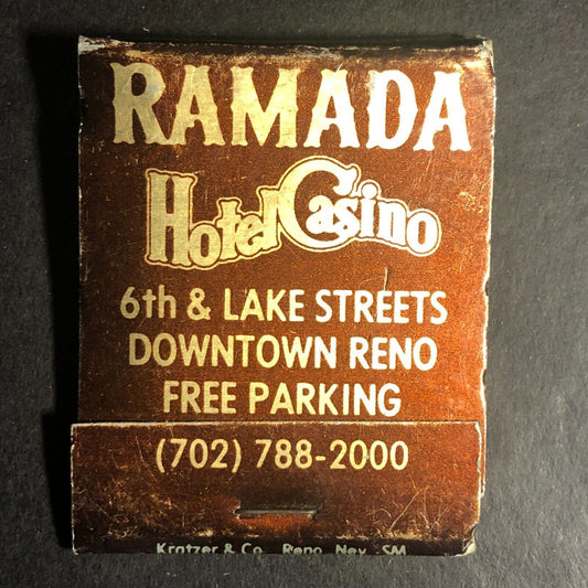 Downtown Reno Ramada Hotel Casino Full Matchbook c1975-85