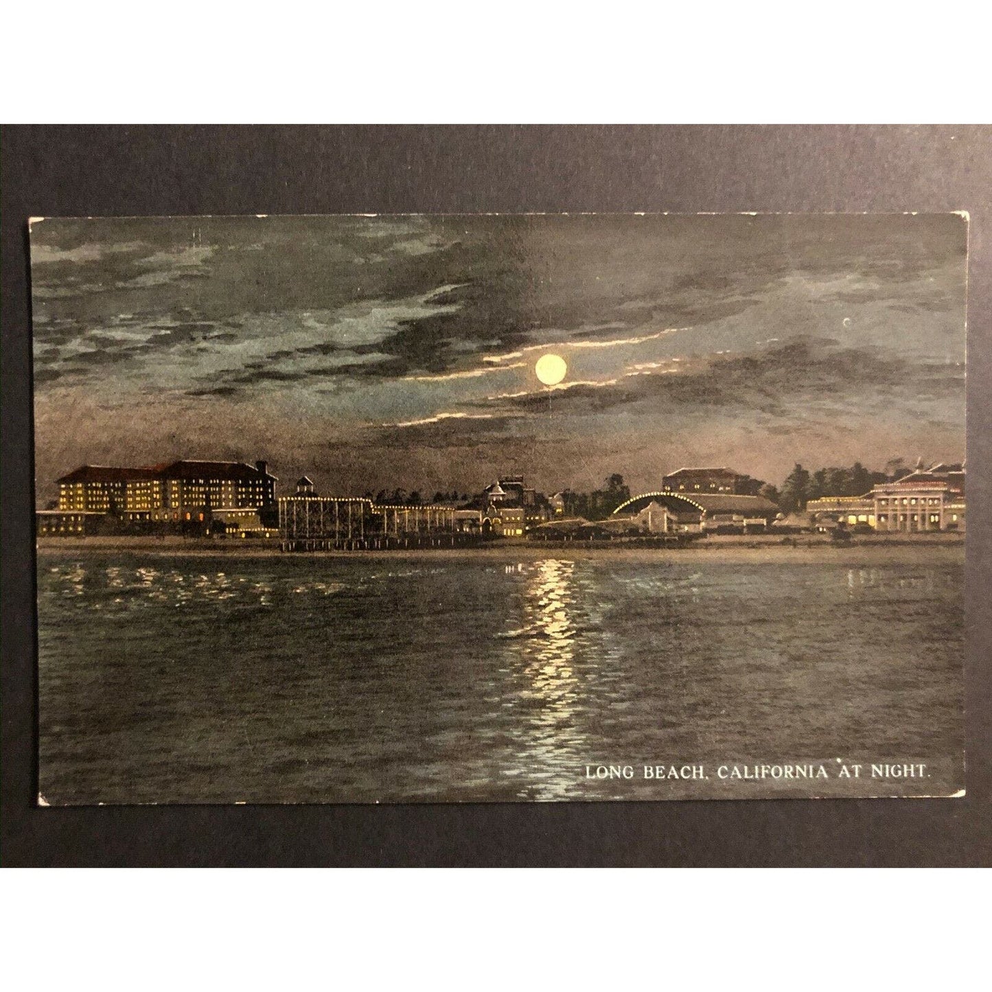 Vintage Postcard - Long Beach, California at Night