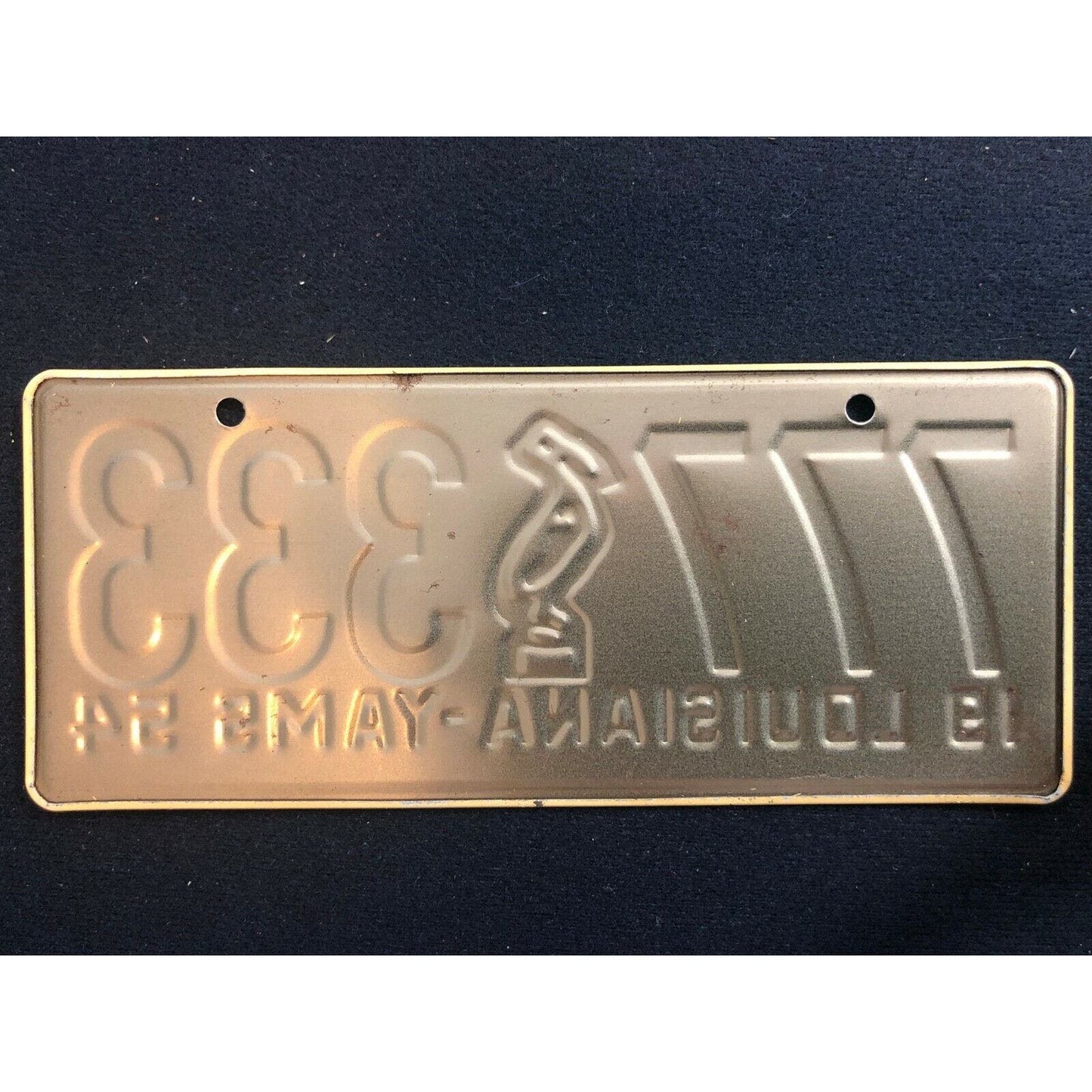 1953-54 General Mills Wheaties Tin Mini Bicycle License Plate - Louisiana