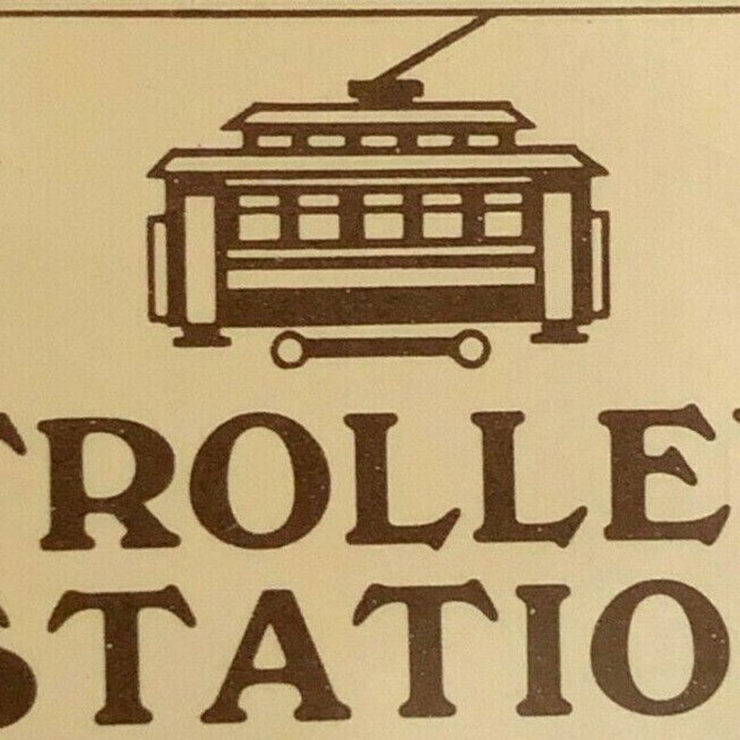 c1980-90 's Vintage Wooden Matchbox Matchbook "Trolley Station" Restaurant