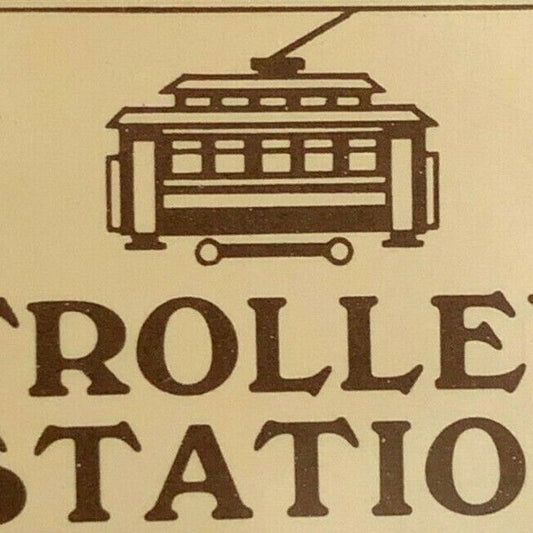 c1980-90 's Vintage Wooden Matchbox Matchbook "Trolley Station" Restaurant