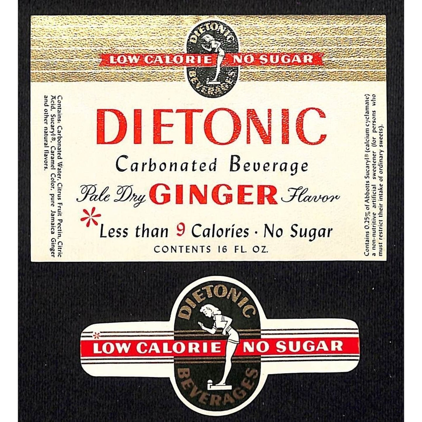 Dietonic Ginger Diet No Sugar (White Rock) Paper Soda Label Set c1953 Scarce