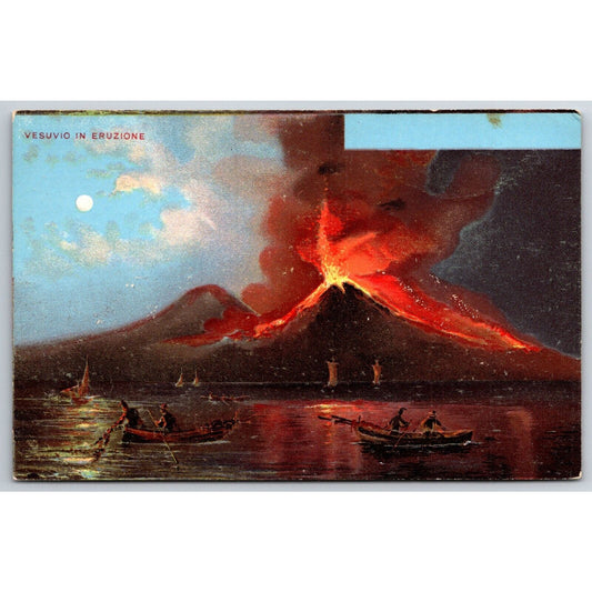Italian Postcard Vesuvius in Eruption c1901-1907 NP VGC