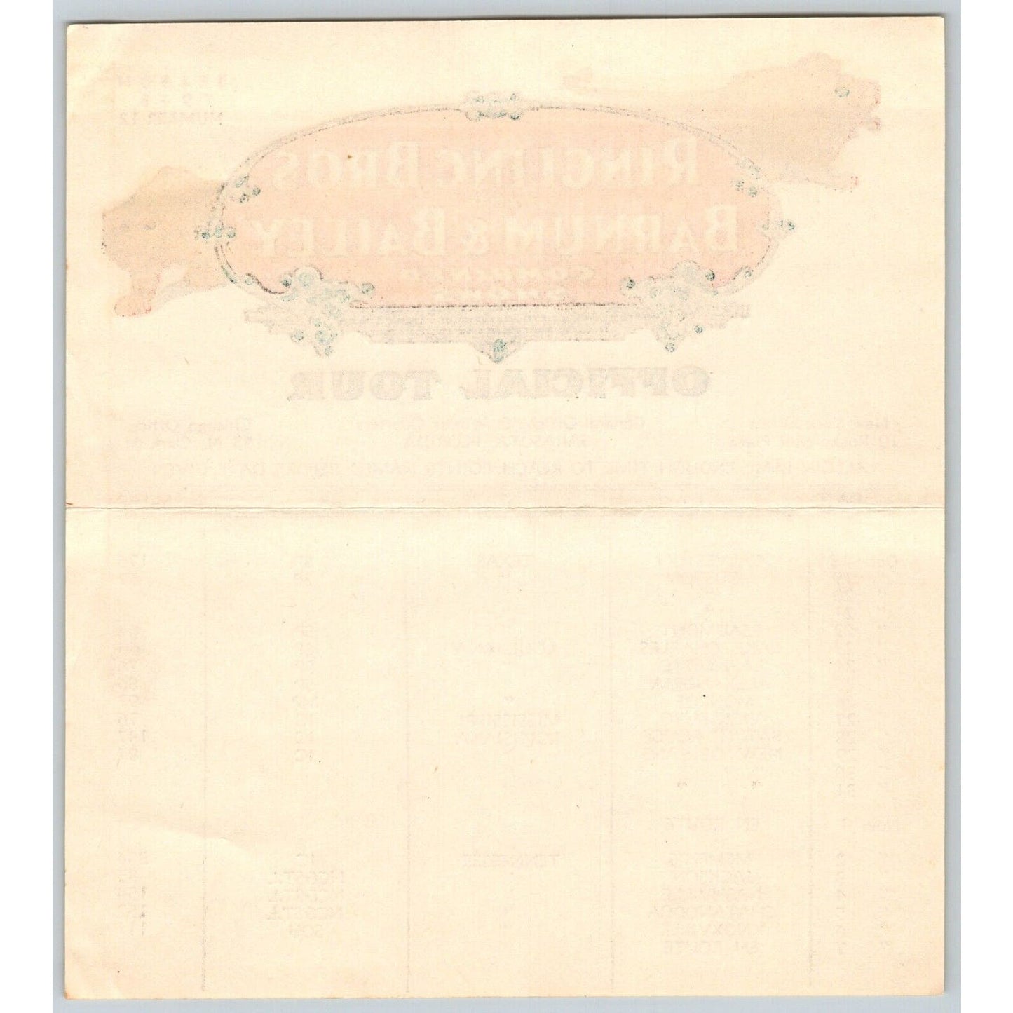 1948 Ringling Bros Barnum Bailey Circus Route Card Houston New Orleans Memphis