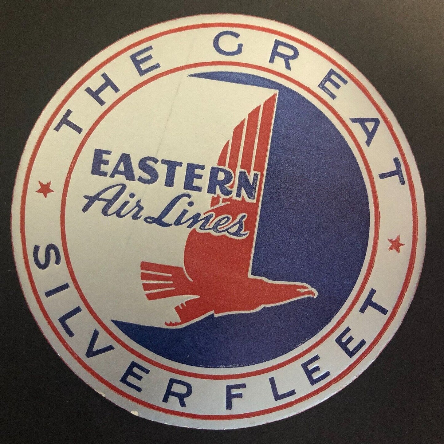 Eastern Airlines (1926-91) Great Silver Fleet Foil Luggage Label Embossed 3.5"