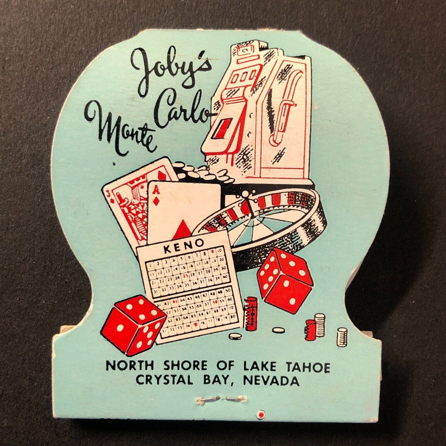 Joby's Monte Carlo Crystal Bay, NV Full Roulette Matchbook Very Scarce c1955-60