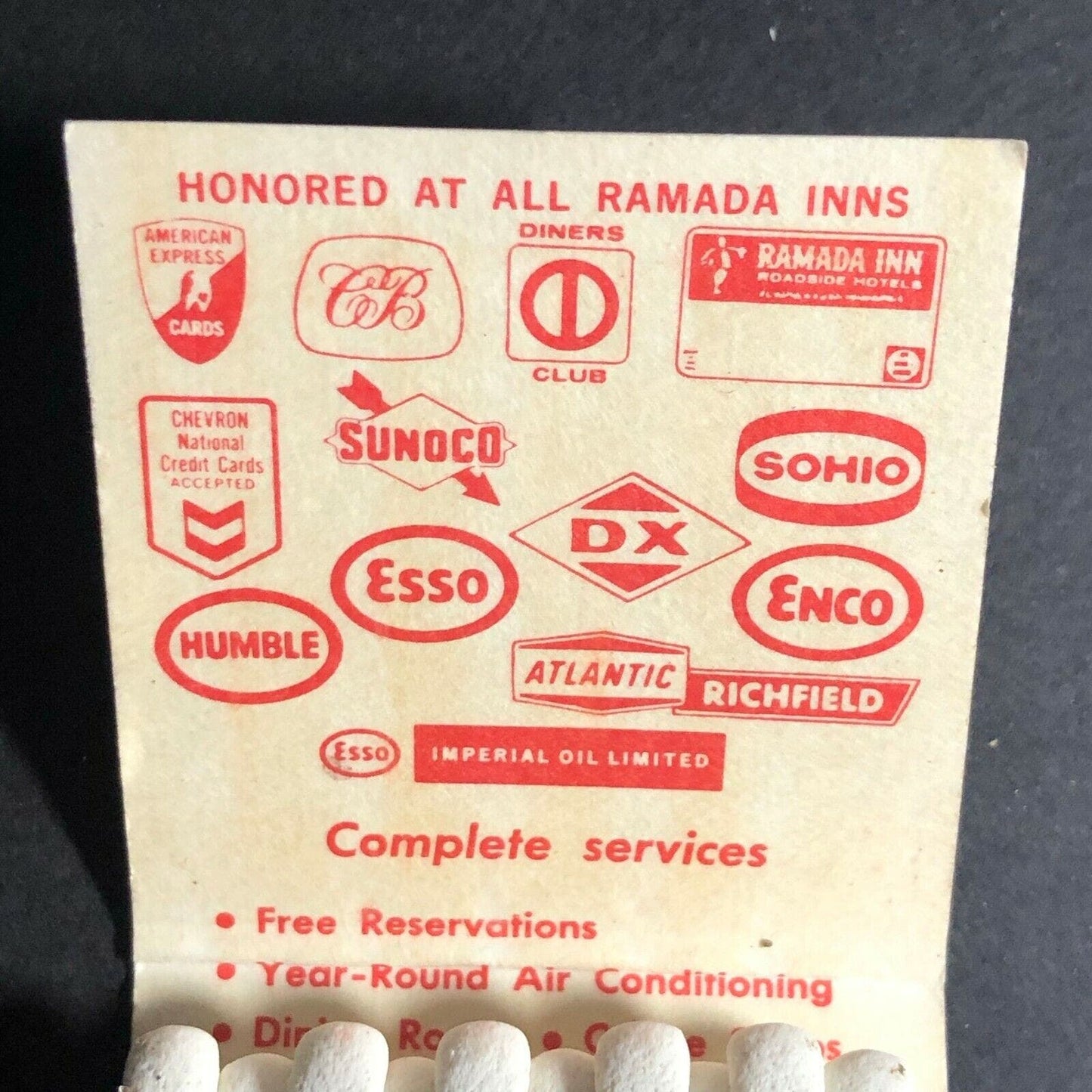 Vintage c1960's-75 Matchbook Ramada Inns w/ Many Gasoline Logos