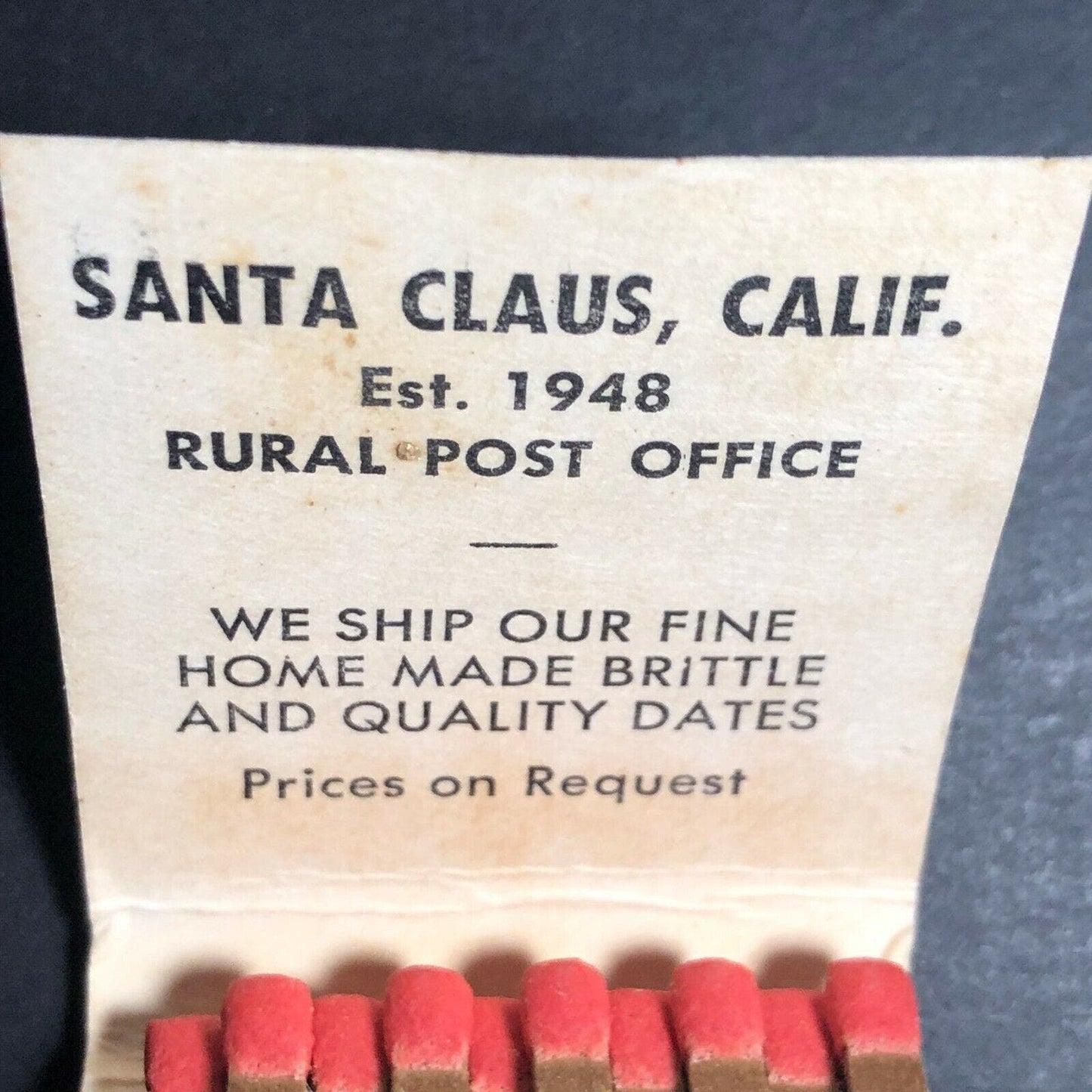 1960's-70's Full Matchbook "Santa Claus Date Shop" Santa Claus, CA