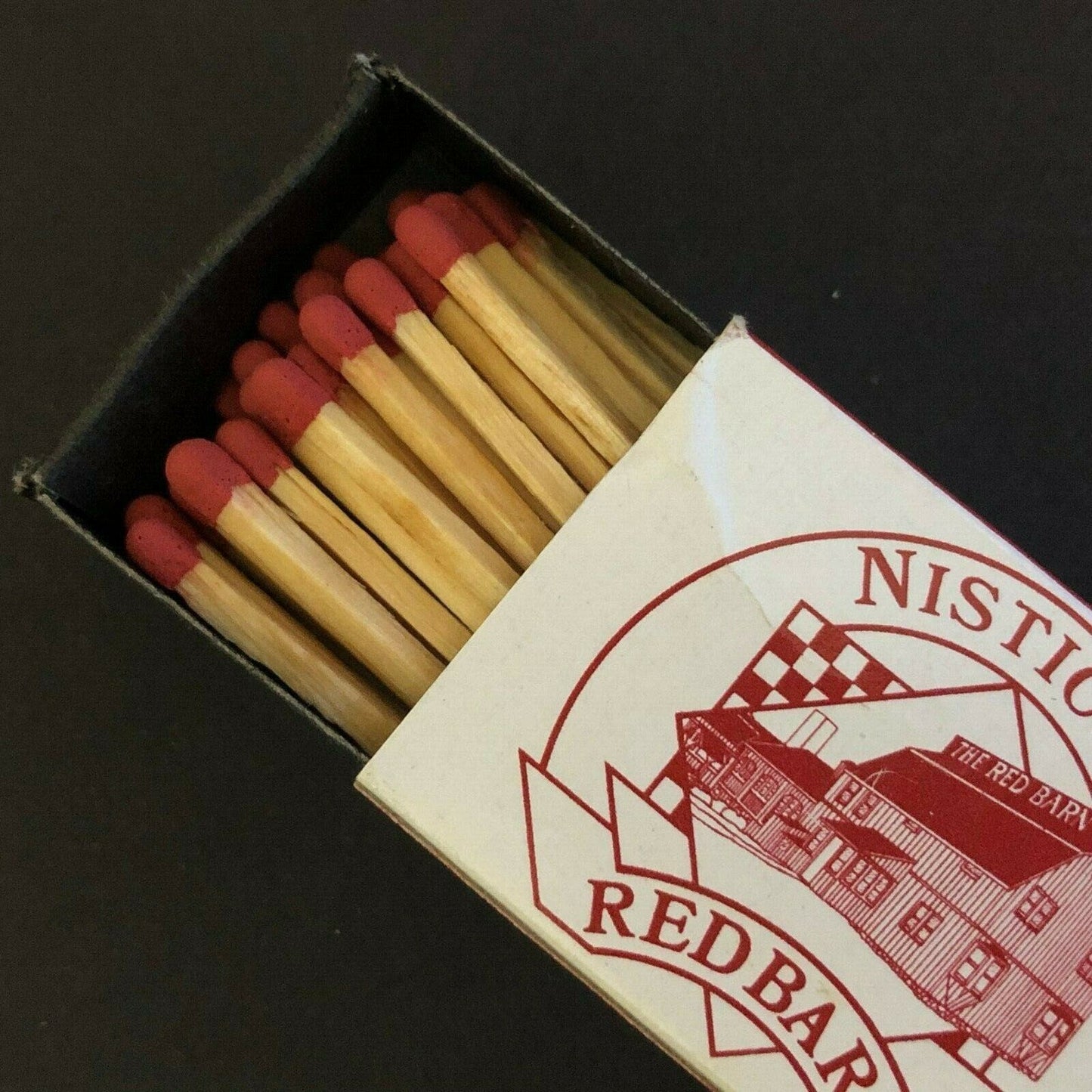 c1980-90 's Vintage Wooden Matchbox Matchbook "Nistico's Red Barn" Westport, CT