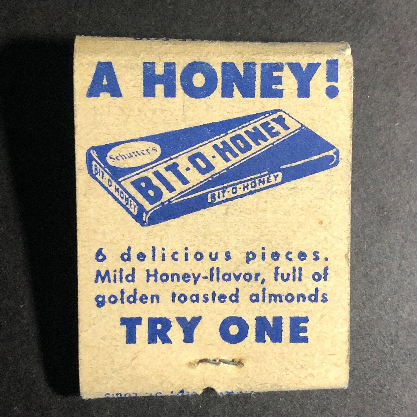 Bit-O-Honey (Debuted 1924) Candy Bars Mostly Full (-5) Matchbook c1950's