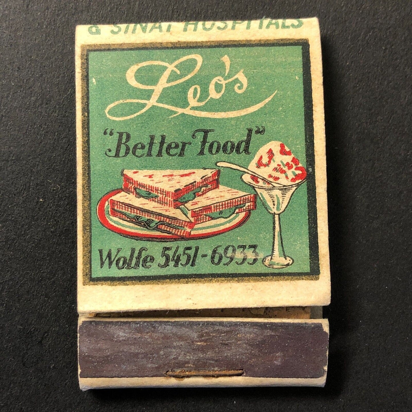 Leo's "Better Food" Restaurant Matchbook Cover Across Johns Hopkins c1940's