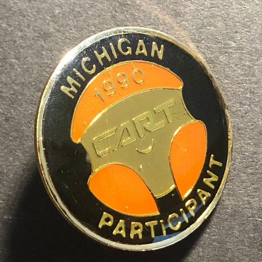 1990 CART Michigan Participant Steering Wheel Enameled Lapel Hat Pin NOS Scarce