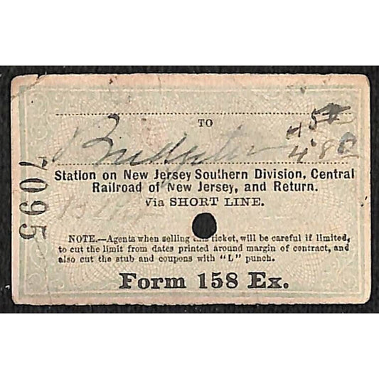 New York & Long Branch Railroad 1897 Ticket N. Asbury Park Brighton ? #7095