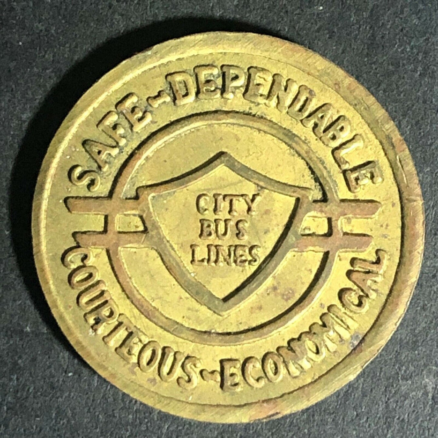 Scarce (Columbia) City Bus Lines CBL MO G/F One Fare Brass Token 23mm