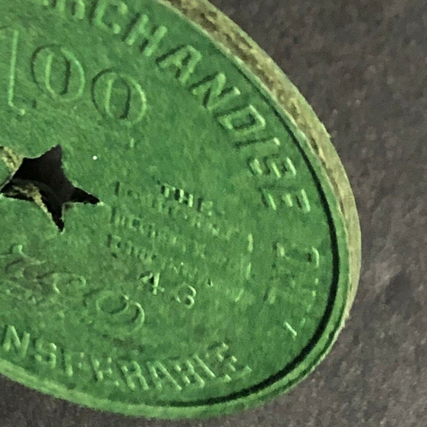 Merrill Stores Henlawson, W. VA - Green Fiber $1 Token 31.8mm Star Cutout