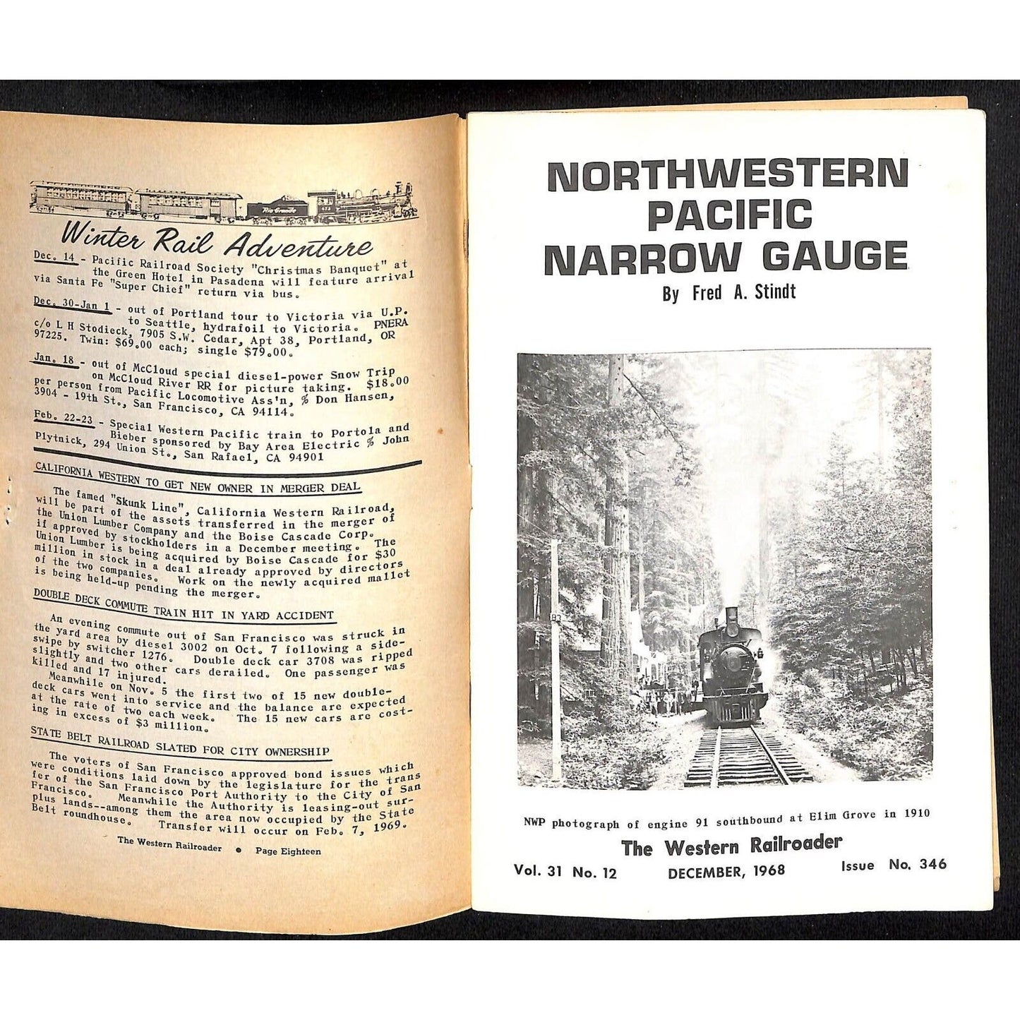 1968 "The Western Railroader" Railfan Magazine Vol. 31 No.12 - 16pp