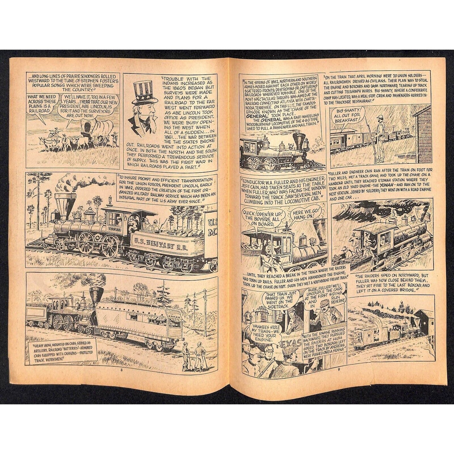 "Rails Across America" Comic Book Style w/ Uncle Sam 1968 15pp VGC