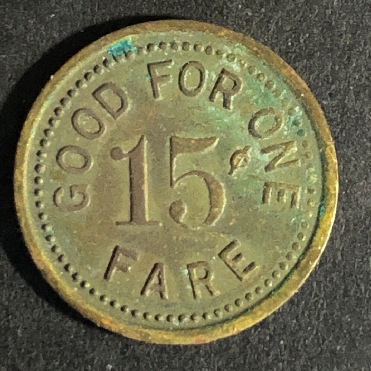 H.T.B. Line (Hill Top Bus Line Beaver Falls, PA) Brass 15¢ Token 18mm - c1937
