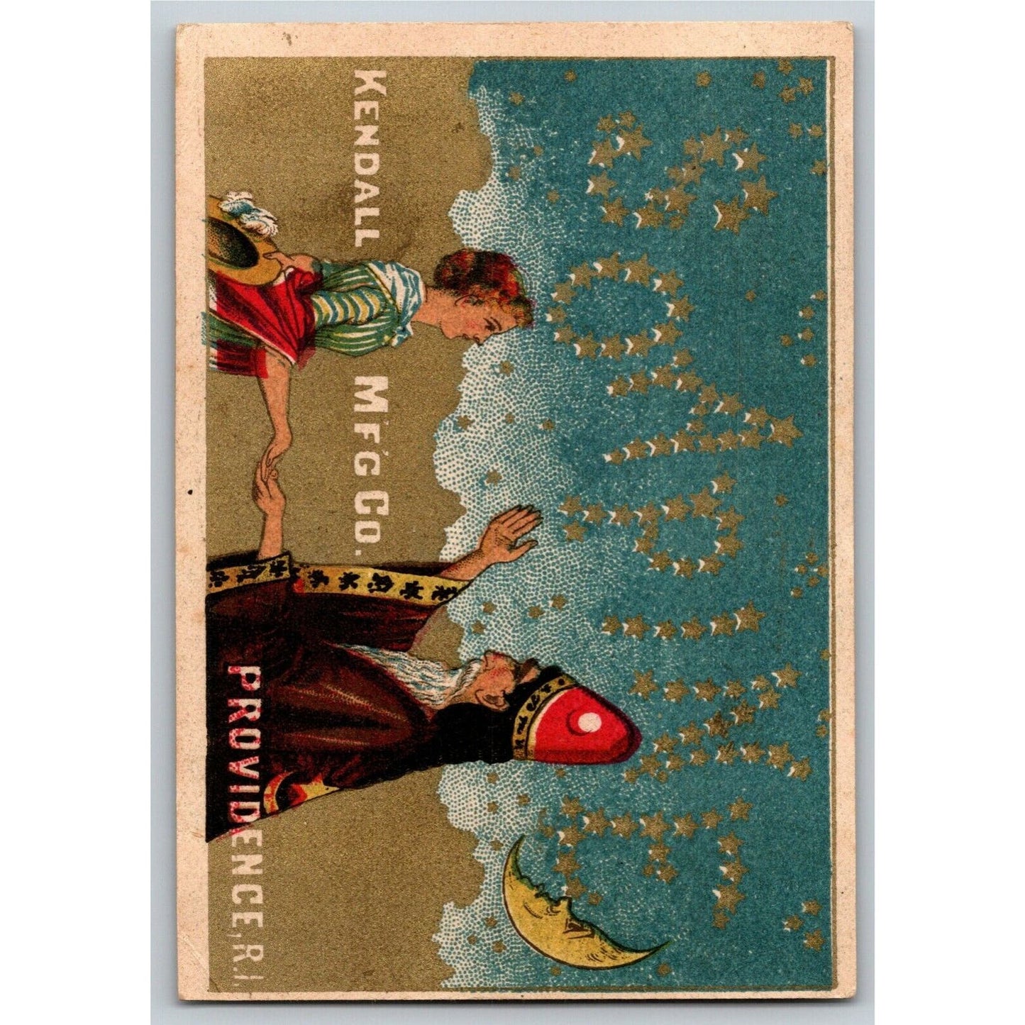 Victorian Trade Card Stars Spell Out Soapine - Fortune Teller - Crescent Moon